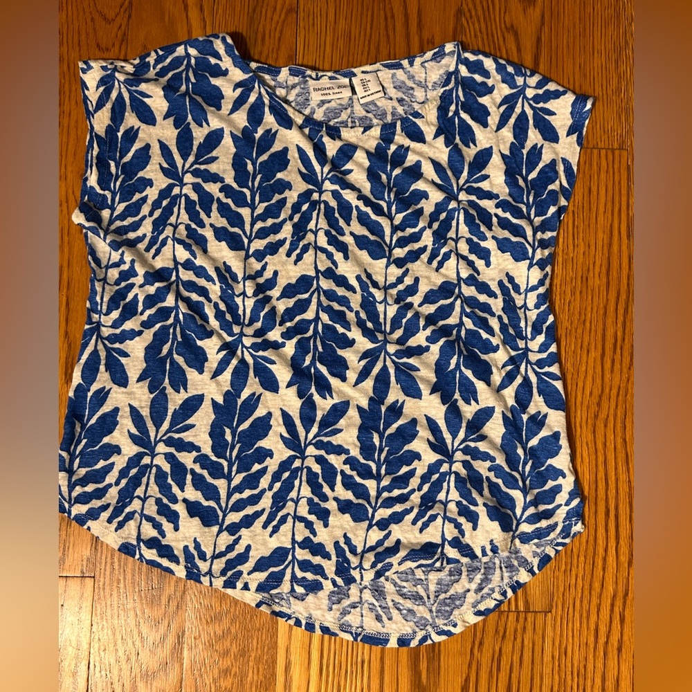 Rachel Zoe 100% Linen Botanical Top‎ | Size L | Quiet Luxury - Picture 3 of 8